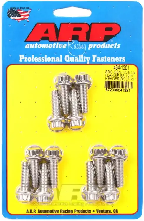 ARP Chevy SBC and GenIII LS 1/4 Inch Flange Stainless Steel Header Bolt Kit – 434-1201 Budget